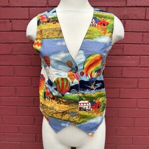 Hot Air Balloon Fabric‎ Vest Womens Size Medium Costume Colorful Theatre Unique